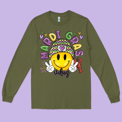 Mardi Gras Vibes Long Sleeve Tee Designed By Maliassmallbusiness