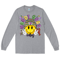 Heather Grey mardi gras vibes Long Sleeve Tee - MaliasSmallBusiness