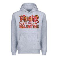 Heather Grey Food is my Valentine Premium Hoodie - HowdyJamesFarm