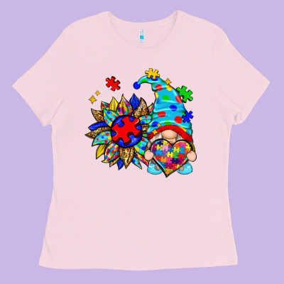 Autism Sunflower Gnome Ladies Tee Designed By Zillion Design Studio
