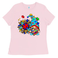 Bubblegum Pink autism sunflower gnome Ladies Tee - Zillion Design Studio
