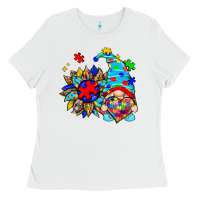 White autism sunflower gnome Ladies Tee - Zillion Design Studio