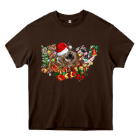 Chocolate Brown christmas joy highland cow Heavy Core Tee - CowhideDigitalArt
