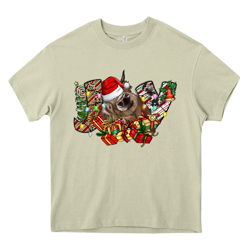 Christmas Joy Highland Cow Heavy Core Tee by CowhideDigitalArt | Teevron