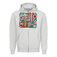 Dove Grey floral leopard frame mini Zipper Hoodie - LillyAllenDesigns