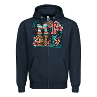 Navy floral leopard frame mini Zipper Hoodie - LillyAllenDesigns