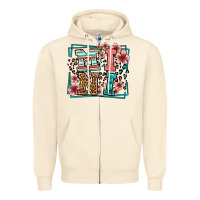 Sandshell floral leopard frame mini Zipper Hoodie - LillyAllenDesigns