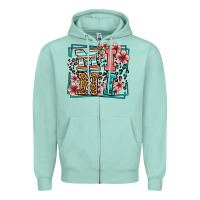 Seafoam floral leopard frame mini Zipper Hoodie - LillyAllenDesigns
