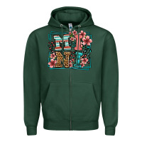 Sports Green floral leopard frame mini Zipper Hoodie - LillyAllenDesigns