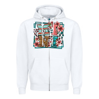 White floral leopard frame mini Zipper Hoodie - LillyAllenDesigns