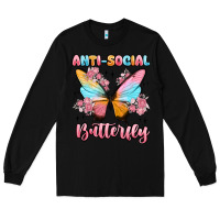 Black anti social butterfly Long Sleeve Tee - MaliasSmallBusiness
