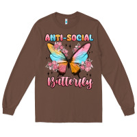 Chestnut anti social butterfly Long Sleeve Tee - MaliasSmallBusiness