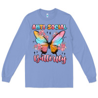 Colony Blue anti social butterfly Long Sleeve Tee - MaliasSmallBusiness