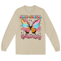 Mushroom anti social butterfly Long Sleeve Tee - MaliasSmallBusiness