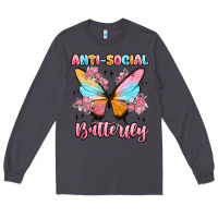 Smoke anti social butterfly Long Sleeve Tee - MaliasSmallBusiness