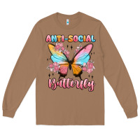 Toasted Coconut anti social butterfly Long Sleeve Tee - MaliasSmallBusiness