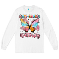 White anti social butterfly Long Sleeve Tee - MaliasSmallBusiness