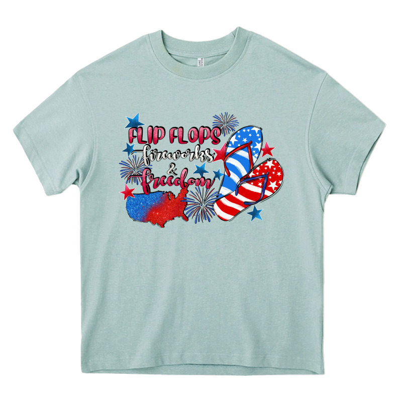 Flip Flops Fireworks & Freedom 4th Of July Heavy Core Tee by CowGirlArtShop | Teevron