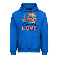 Cobalt Skull all you need is love Urban Hoodie - FaDigitalArtStudio