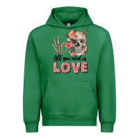 Emerald Skull all you need is love Urban Hoodie - FaDigitalArtStudio
