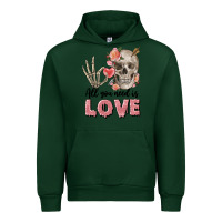 Forest Green Skull all you need is love Urban Hoodie - FaDigitalArtStudio