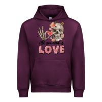 Mauve Wine Skull all you need is love Urban Hoodie - FaDigitalArtStudio