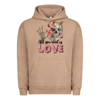 Pigment Burro Skull all you need is love Urban Hoodie - FaDigitalArtStudio