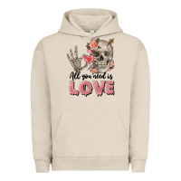 Pigment French Oak Skull all you need is love Urban Hoodie - FaDigitalArtStudio