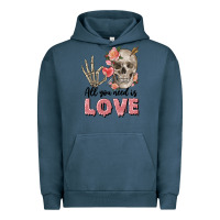 Pigment Midnight Navy Skull all you need is love Urban Hoodie - FaDigitalArtStudio