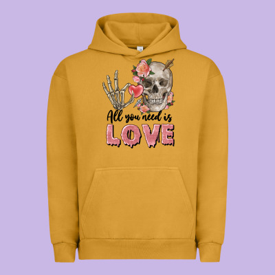Skull All You Need Is Love Urban Hoodie Designed By Fadigitalartstudio