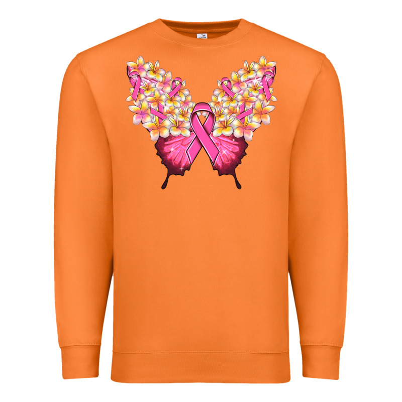 Pink Ribbon Breast Cancer Butterfly Premium Sweatshirt by NancyCooperArtShop | Teevron