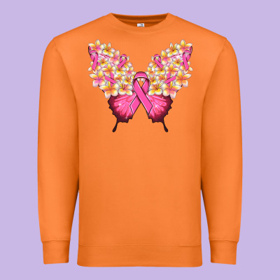 Pink Ribbon Breast Cancer Butterfly Premium Sweatshirt Designed By Nancycooperartshop