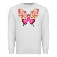 Oatmeal Heather Pink ribbon Breast Cancer butterfly Premium Sweatshirt - NancyCooperArtShop