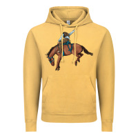 Vintage Mustard bucking bronco cowboy rodeo Vintage Hoodie - Artiststas