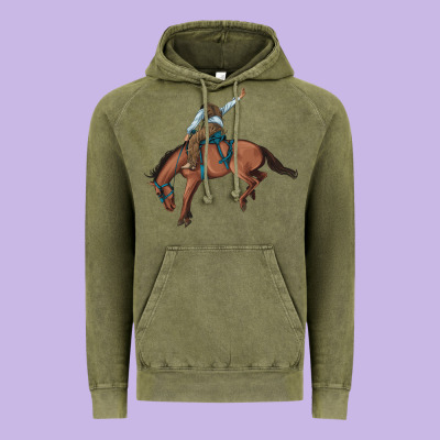 Bucking Bronco Cowboy Rodeo Vintage Hoodie Designed By Artiststas
