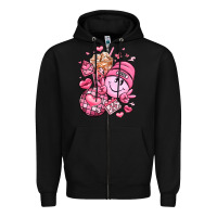 Black retro valentines day Zipper Hoodie - LillyAllenDesigns