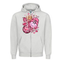 Dove Grey retro valentines day Zipper Hoodie - LillyAllenDesigns
