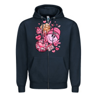 Navy retro valentines day Zipper Hoodie - LillyAllenDesigns