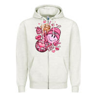 Oatmeal Heather retro valentines day Zipper Hoodie - LillyAllenDesigns