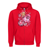 Red retro valentines day Zipper Hoodie - LillyAllenDesigns