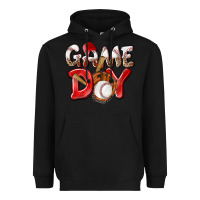 Black Game day Baseball Heavyweight Hoodie - NancyCooperArtShop