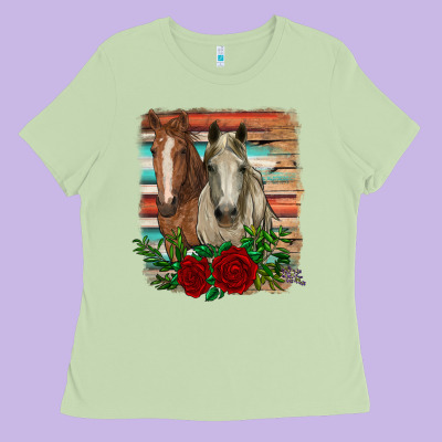 Horses With Roses Ladies Tee Designed By Ranaportraitstore