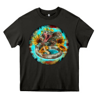 Asphalt rattlesnake and sunflower Heavy Core Tee - BarkalooDesign