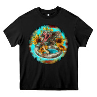 Black rattlesnake and sunflower Heavy Core Tee - BarkalooDesign