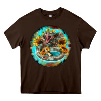 Chocolate Brown rattlesnake and sunflower Heavy Core Tee - BarkalooDesign