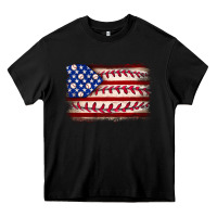 Black Baseball American flag Heavy Core Tee - Neo Western