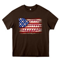 Chocolate Brown Baseball American flag Heavy Core Tee - Neo Western
