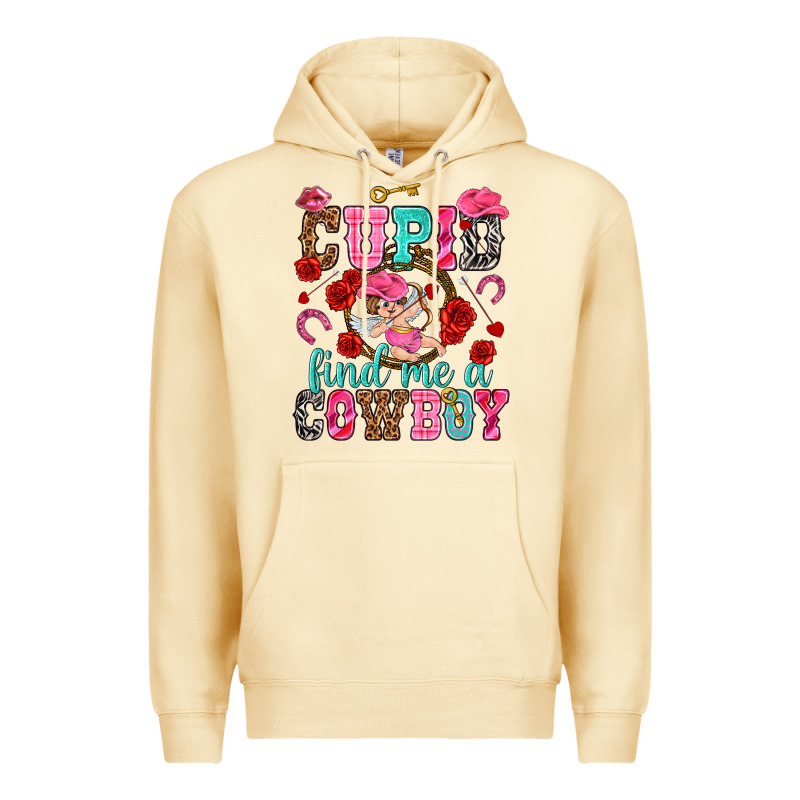 Cupid Find Me A Cowboy Valentine's Day Premium Hoodie by HowdyJamesFarm | Teevron