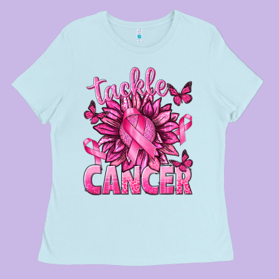 Tackle Cancer With Sunflower Ladies Tee Designed By Texasbilliewilder