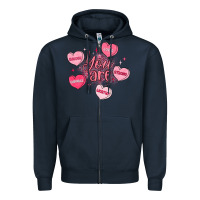 Navy you are enough valentines day Zipper Hoodie - LillyAllenDesigns